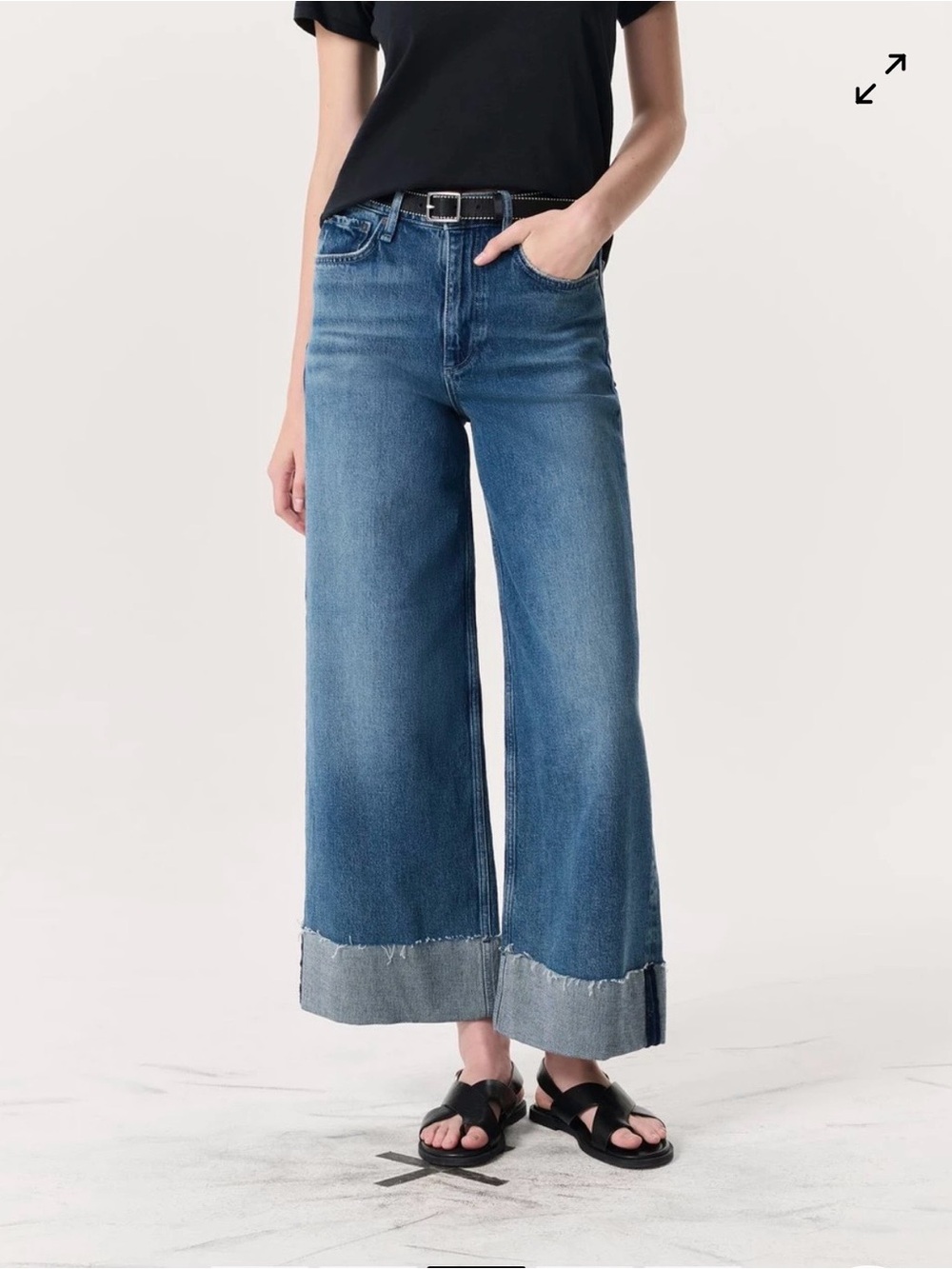 Rag & Bone Sofie high rise wide leg cuffed denim jean - Picture 2 of 13